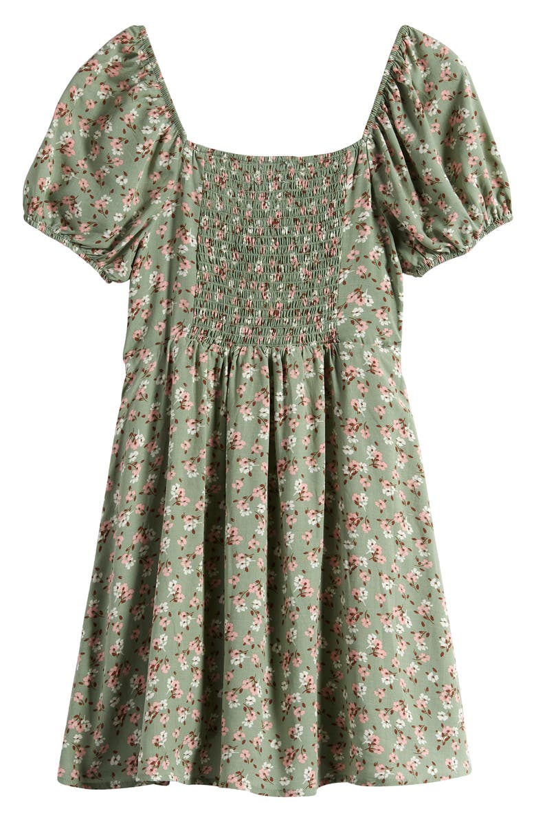 Love, Fire Kids' Floral Puff Sleeve Dress, Alternate, color, Sage Floral