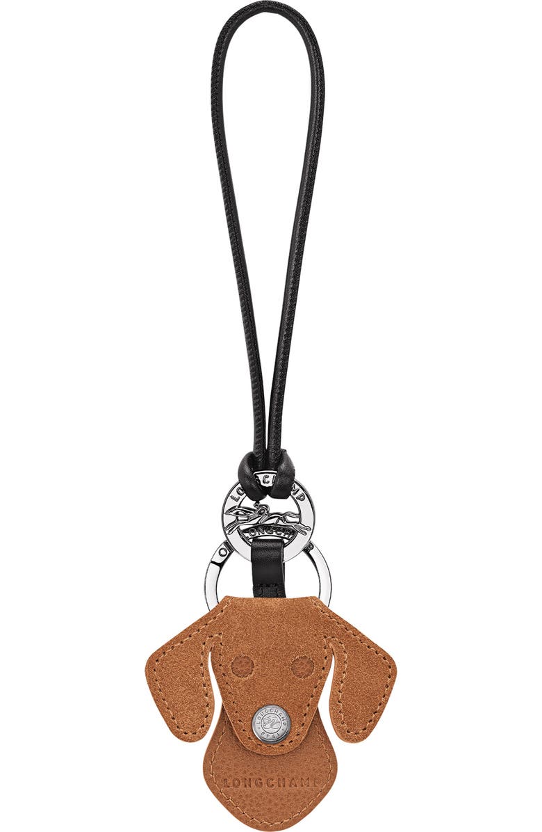 Longchamp Re-Play Dog Leather Bag Charm, Main, color, Natural