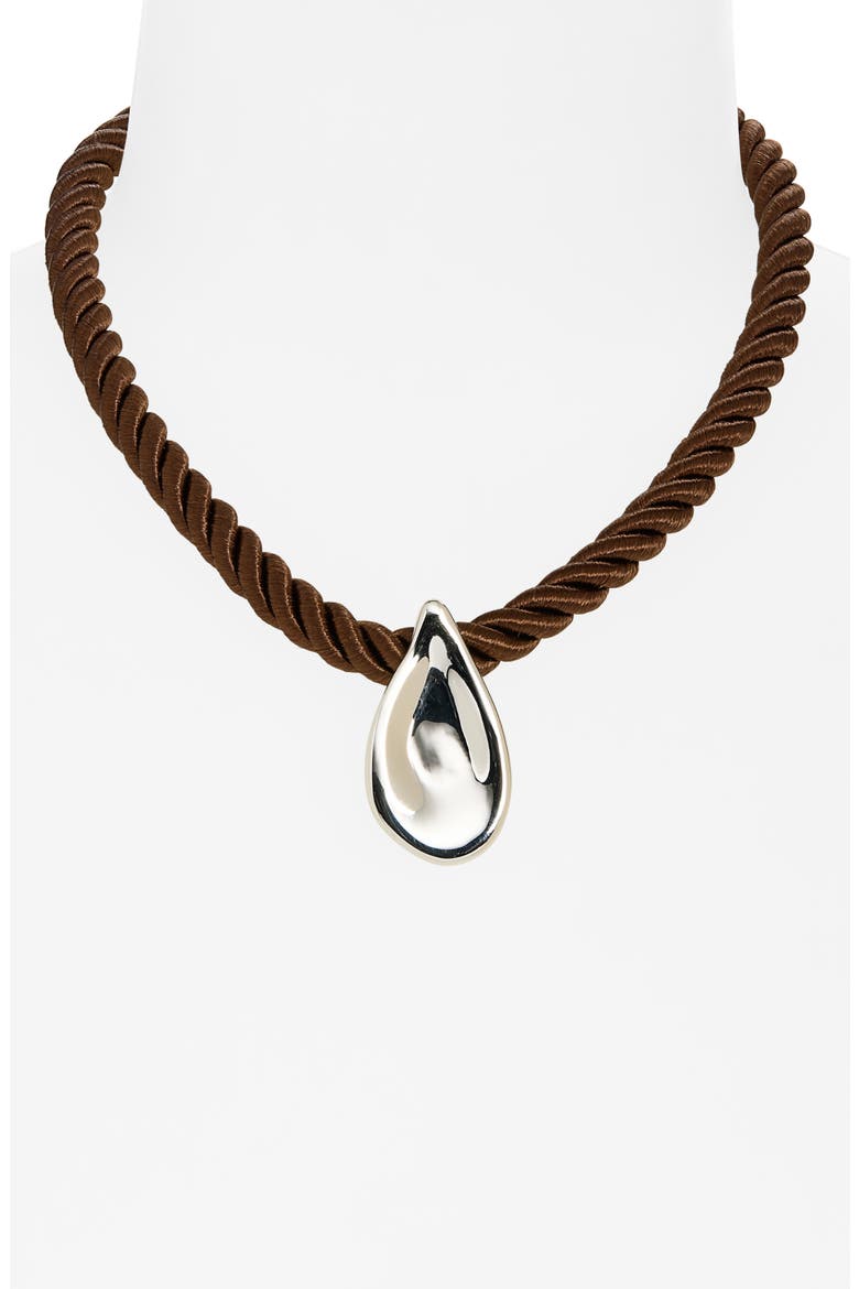 Droplet Pendant Cord Necklace, Alternate, color, WARM SILVER