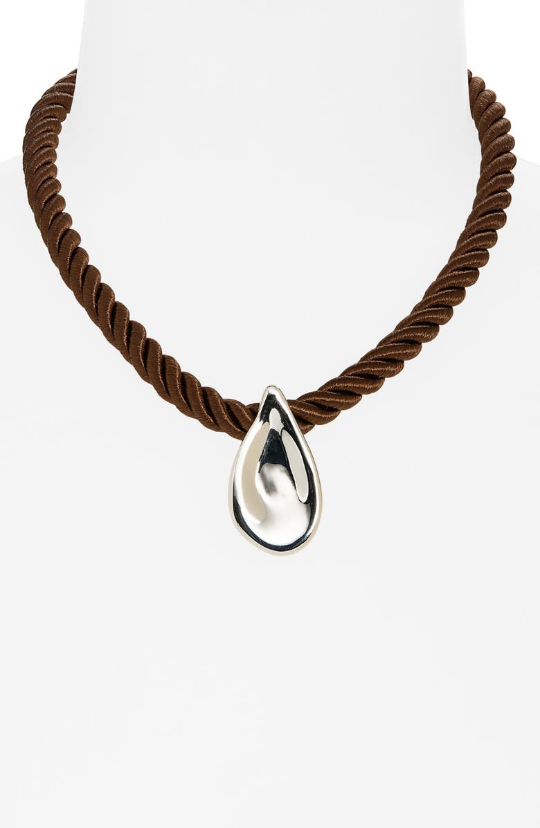 Madewell Droplet Pendant Cord Necklace, Alternate, color, Warm Silver