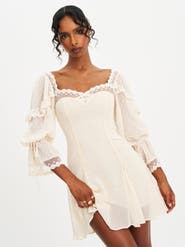 Miss Circle Zakira Lace Trim Half Sleeve Mini Dress