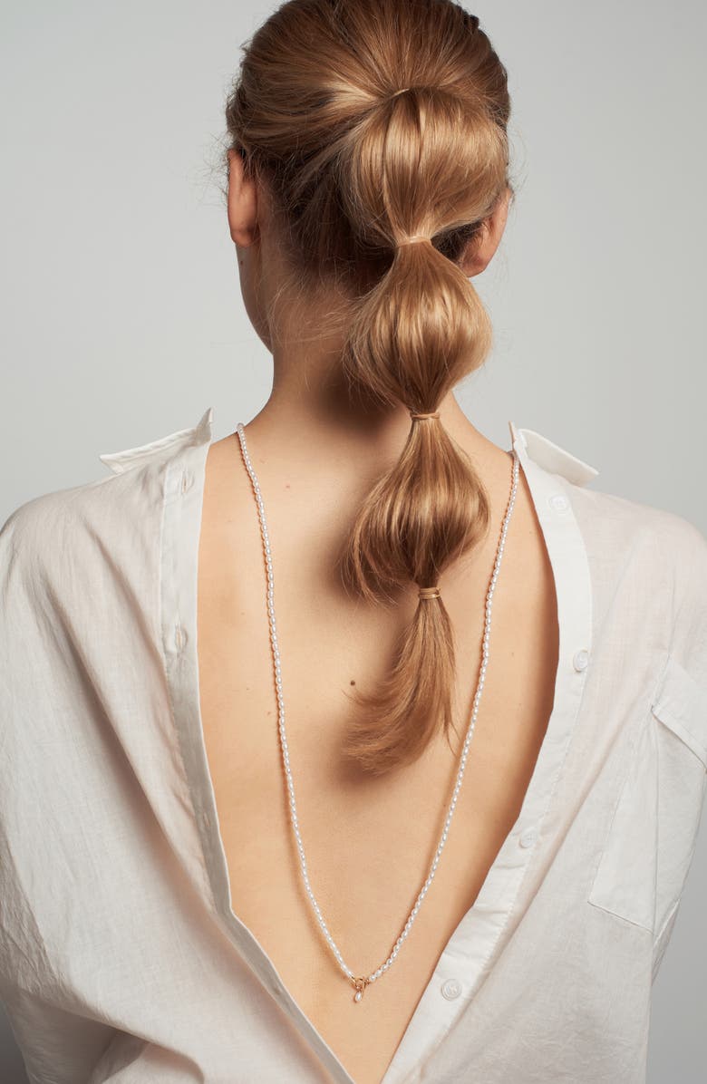 Poppy Finch Charm Detail Keshi Pearl Toggle Necklace, Alternate, color, 14Kyg