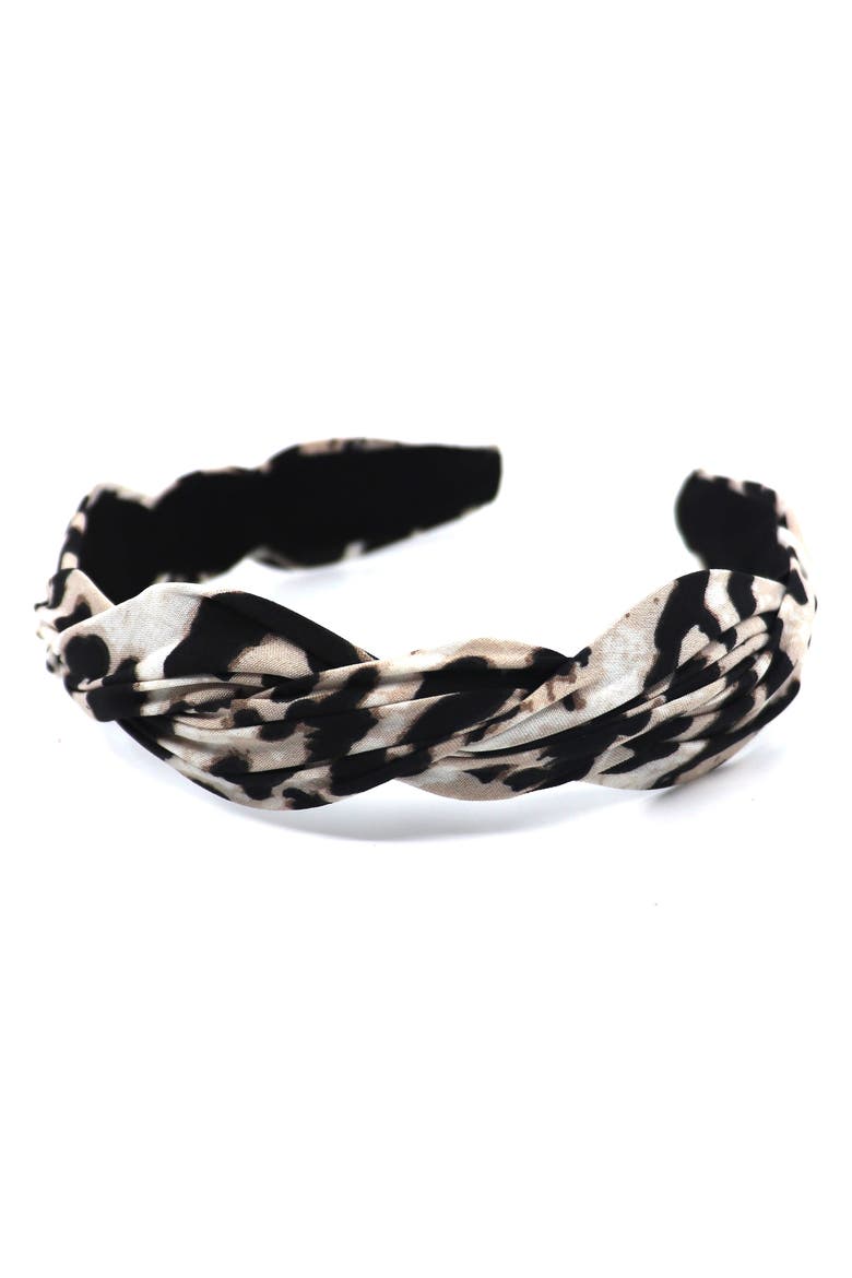 Wave Fabric Headband, Main, color, LEOPARD