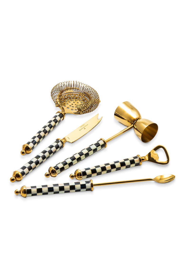 Courtly Check Gold 6-Piece Bar Tool Set, Alternate, color, GOLD