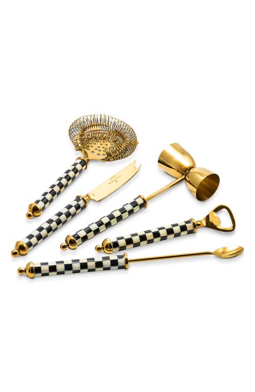 Mackenzie-childs Mackenzie Childs Courtly Check Gold 6-piece Bar Tool Set In Gold