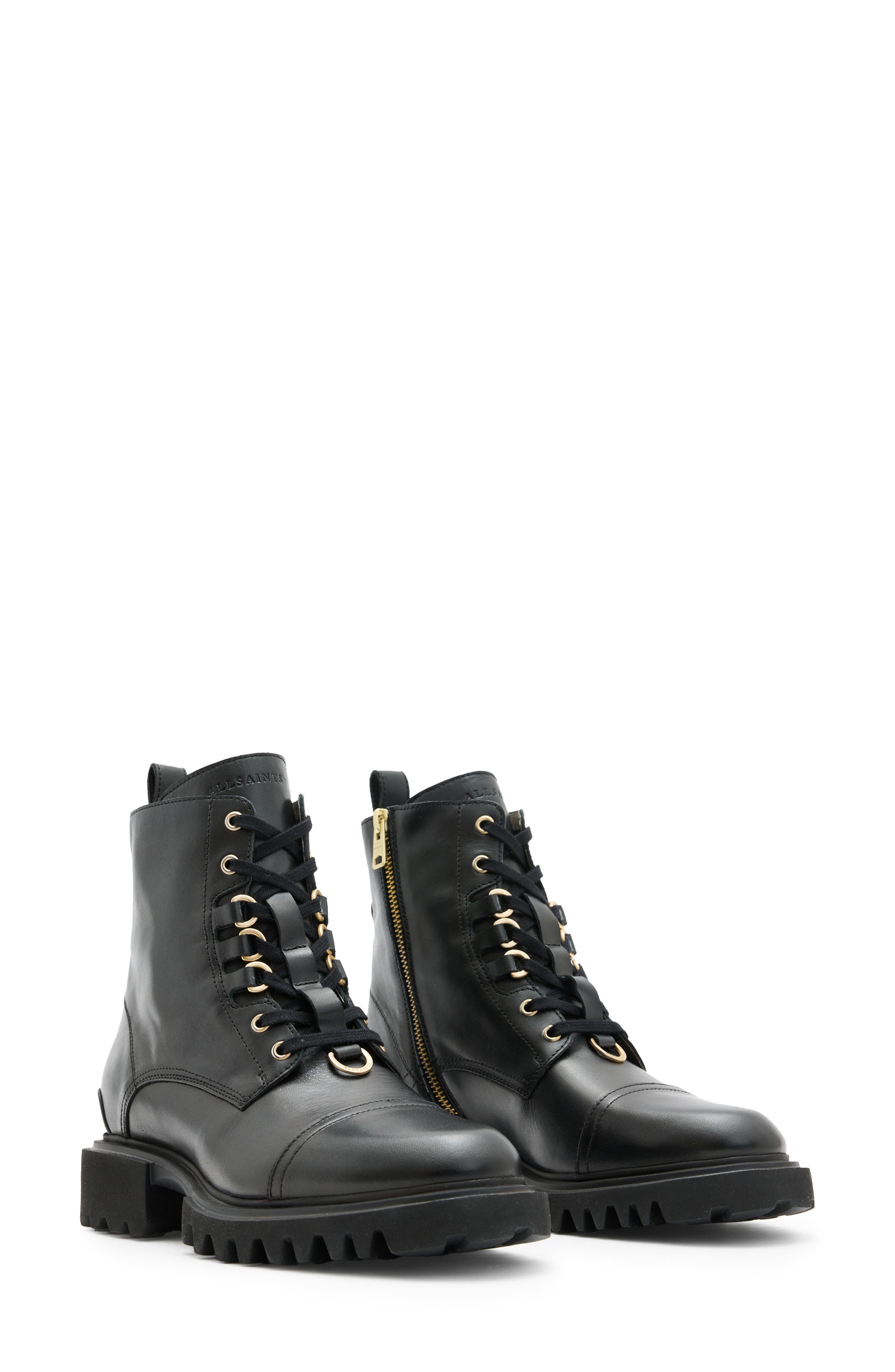 Lydia Cap Toe Combat Boot, Main, color, BLACK
