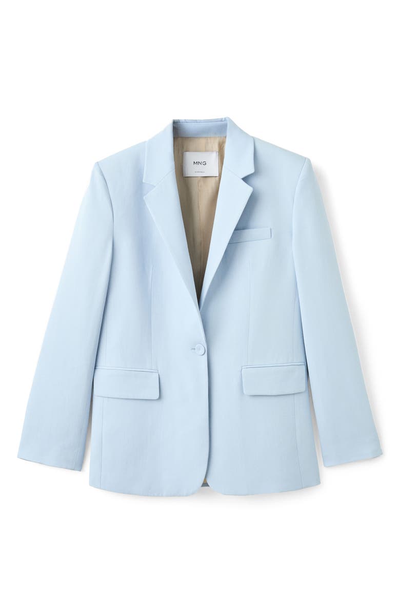 MANGO Americana One-Button Blazer, Main, color, Sky Blue