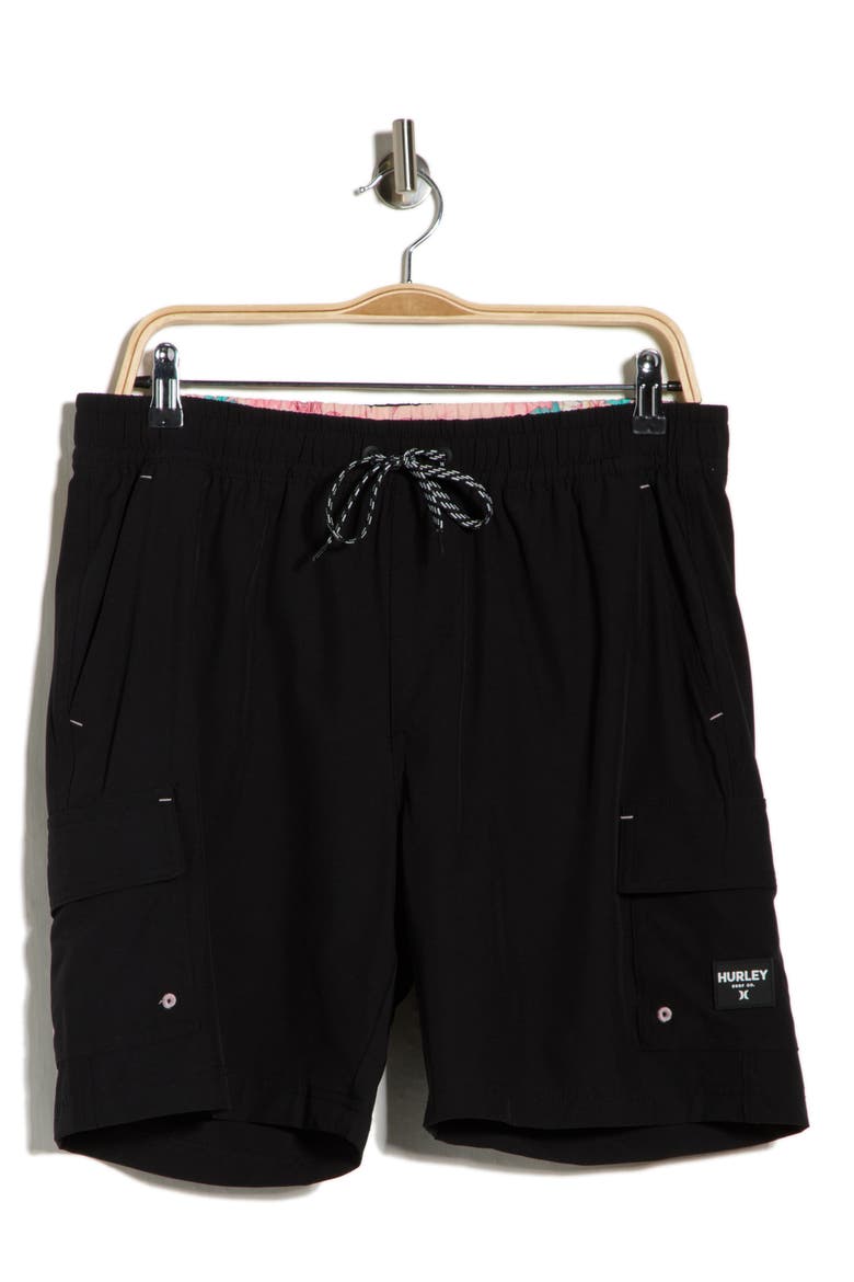 Carmel Cargo Swim Shorts, Alternate, color, BLACK