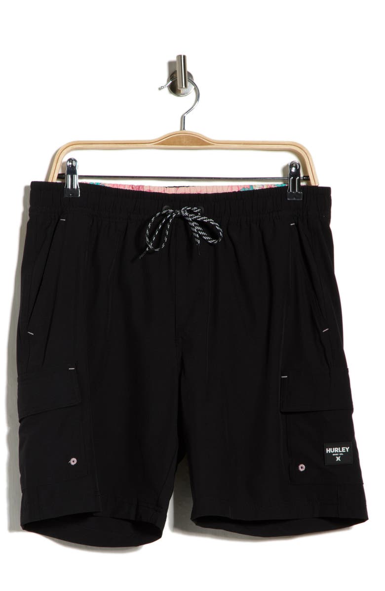 Hurley Carmel Cargo Swim Shorts, Main, color, Black