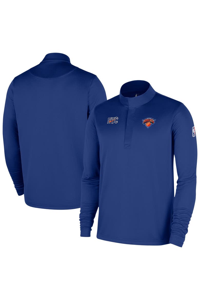 Men's Nike  Blue New York Knicks 2025/26 City Edition Remix Authentic Coaches Dri-FIT Half-Zip Top, Main, color, Blue