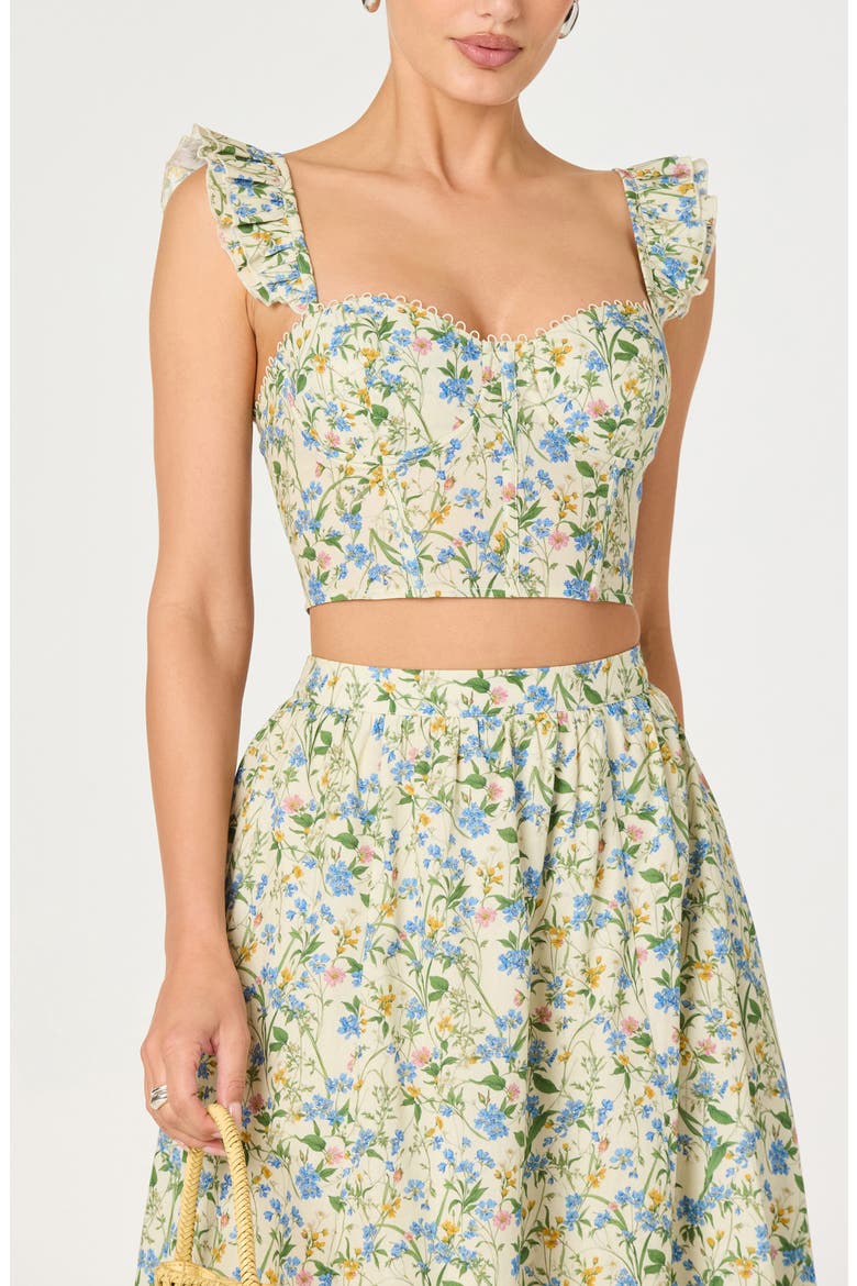 Wedelia Floral Lace-Up Crop Top, Alternate, color, BLUE GREEN MULTI FLORAL