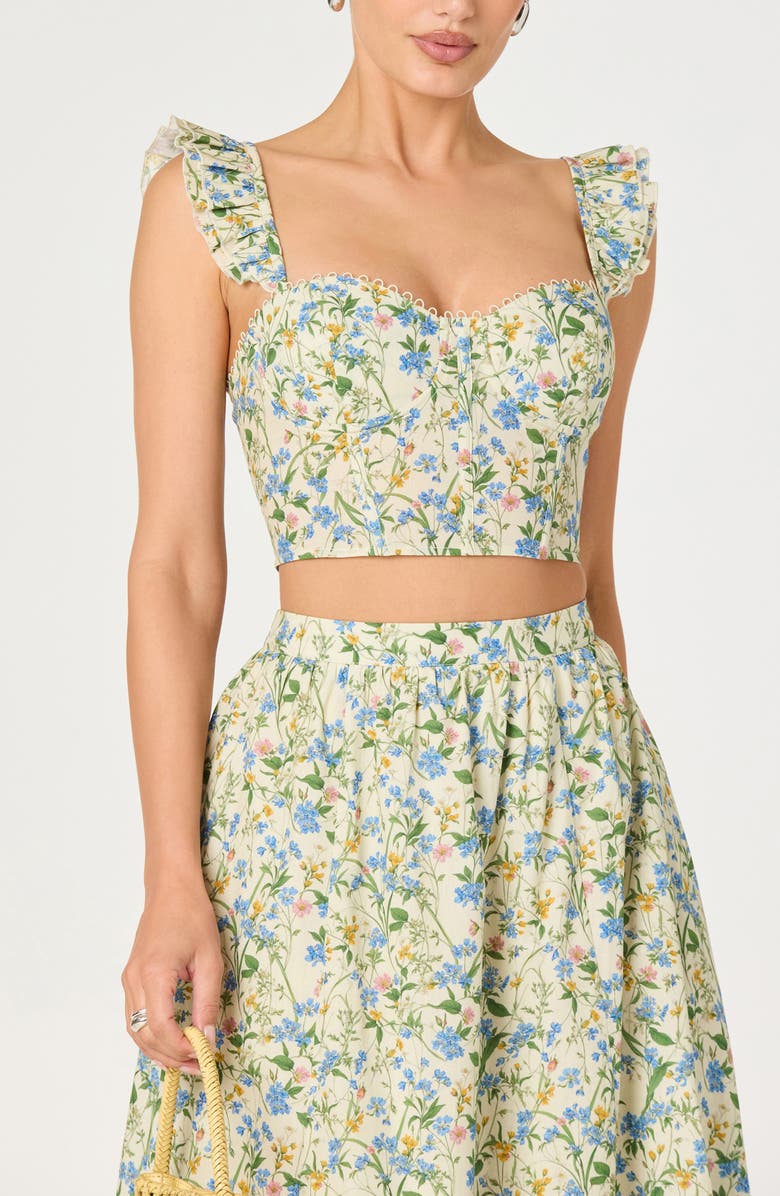 ASTR the Label Wedelia Floral Lace-Up Crop Top, Alternate, color, Blue Green Multi Floral