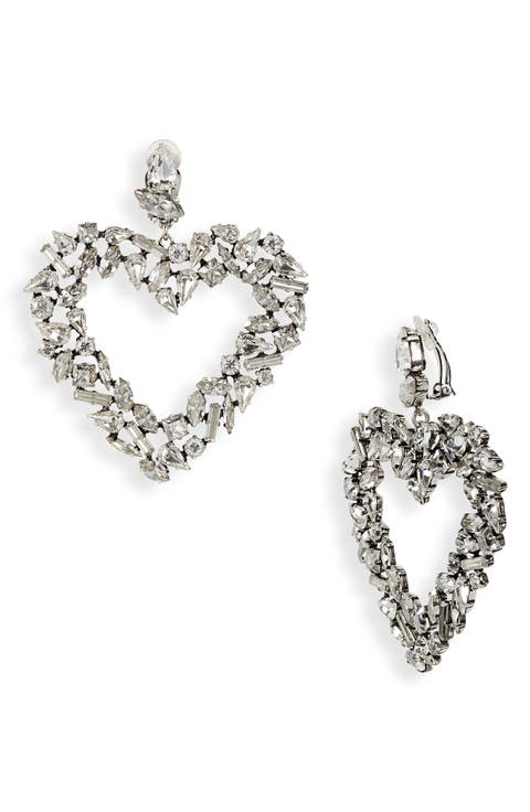Rhinestone Oversize Heart Clip-On Earrings
