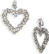 Saint Laurent Rhinestone Oversize Heart Clip-On Earrings