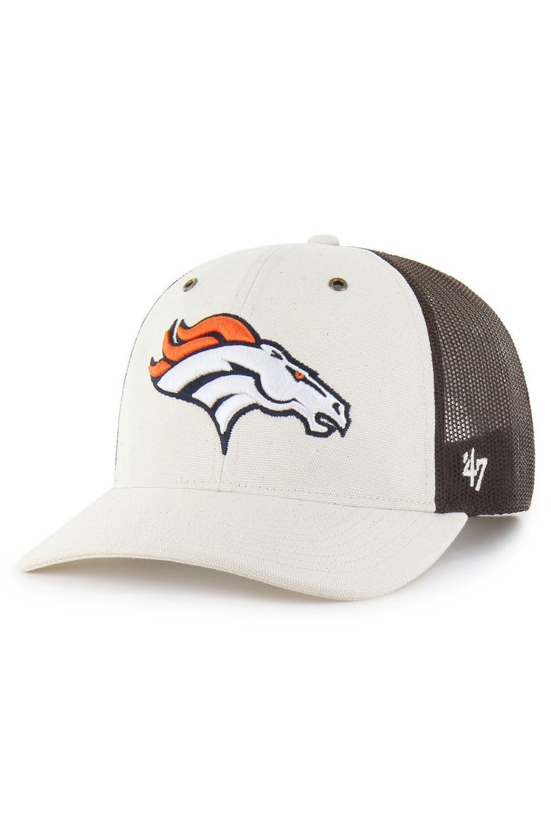 Men's Carhartt x '47 Natural/Brown Denver Broncos Undyed Trucker Adjustable Hat, Main, color, Natural