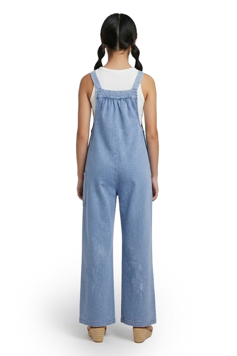 Kids' Denim Wide Leg Overalls, Alternate, color, BLUE
