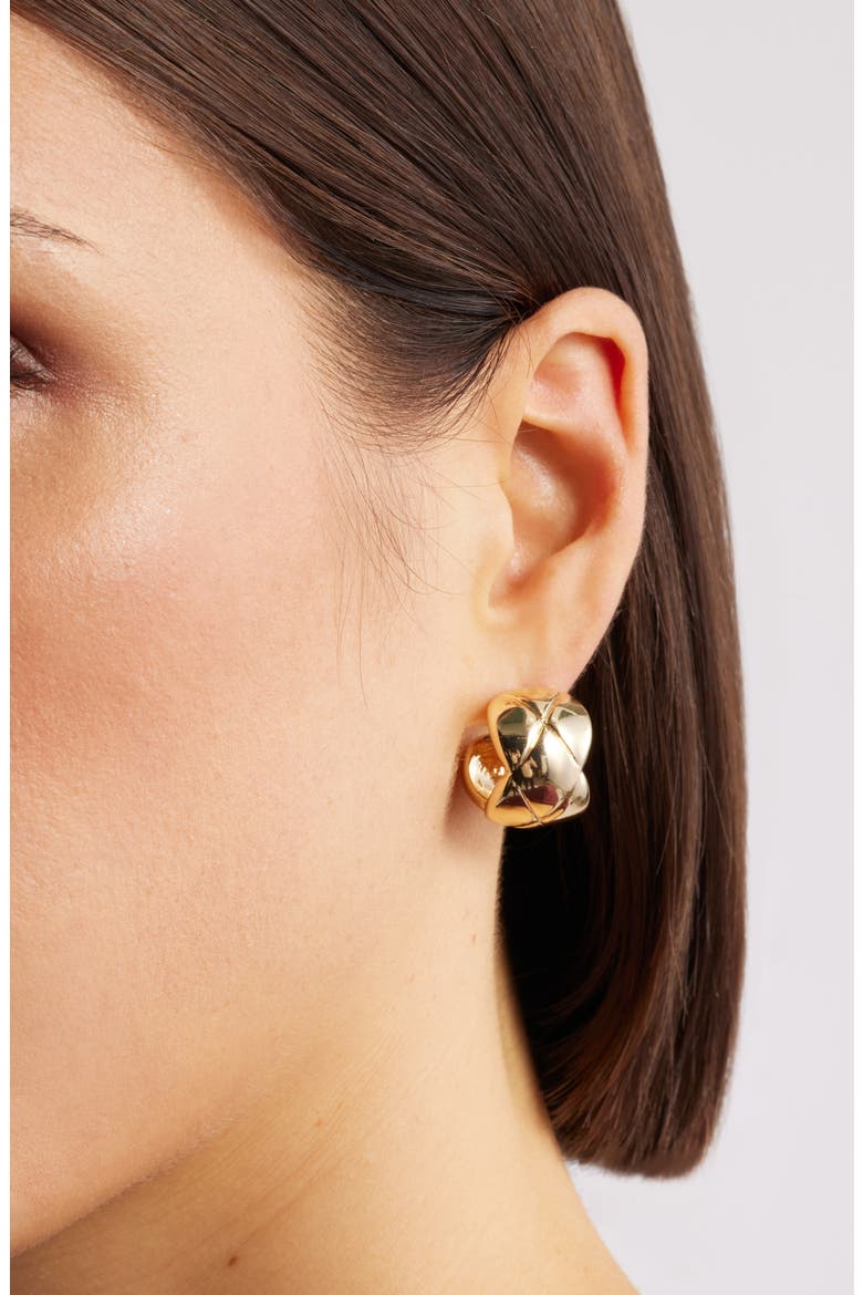 Scalloped Wide Hoop Earrings, Alternate, color, GOLD