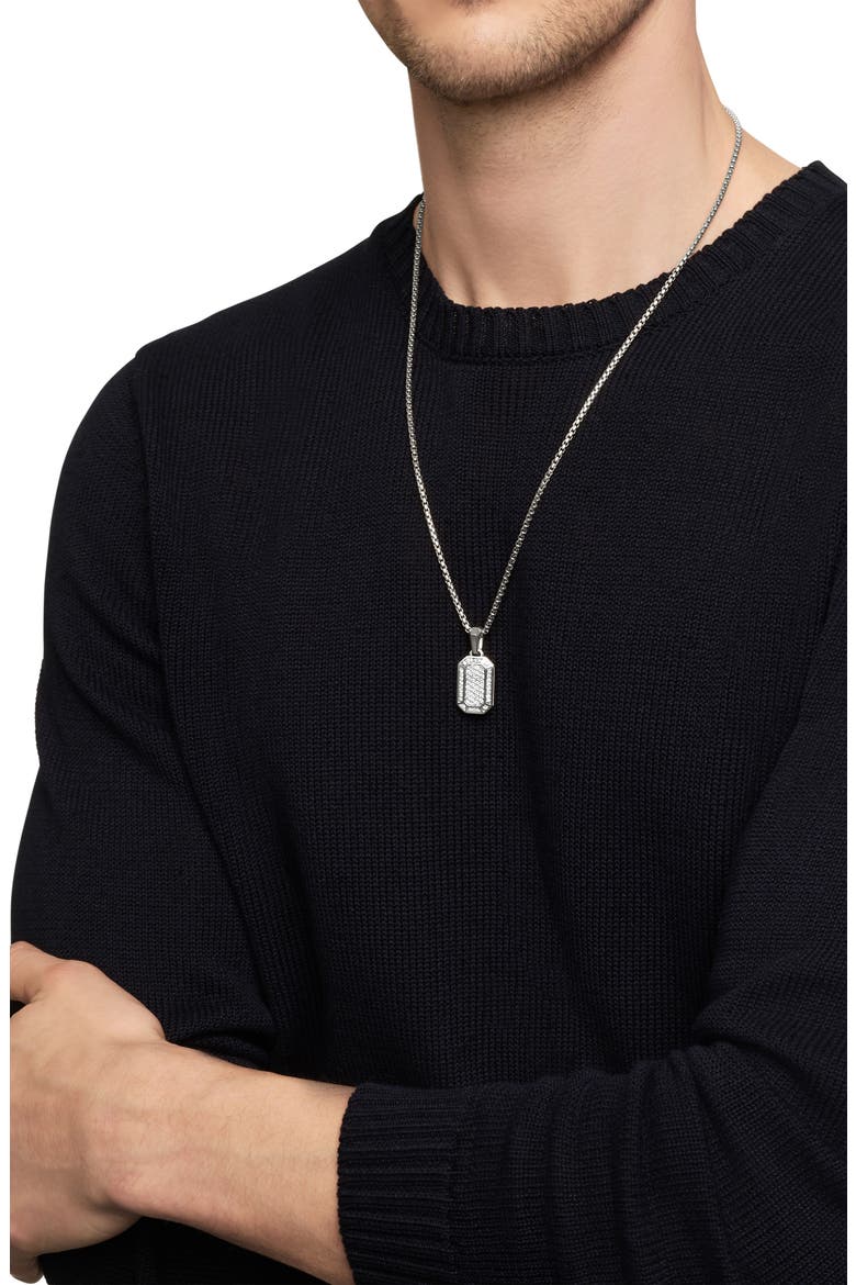 Streamline® Pavé Amulet with Diamonds, Alternate, color, STERLING SILVER