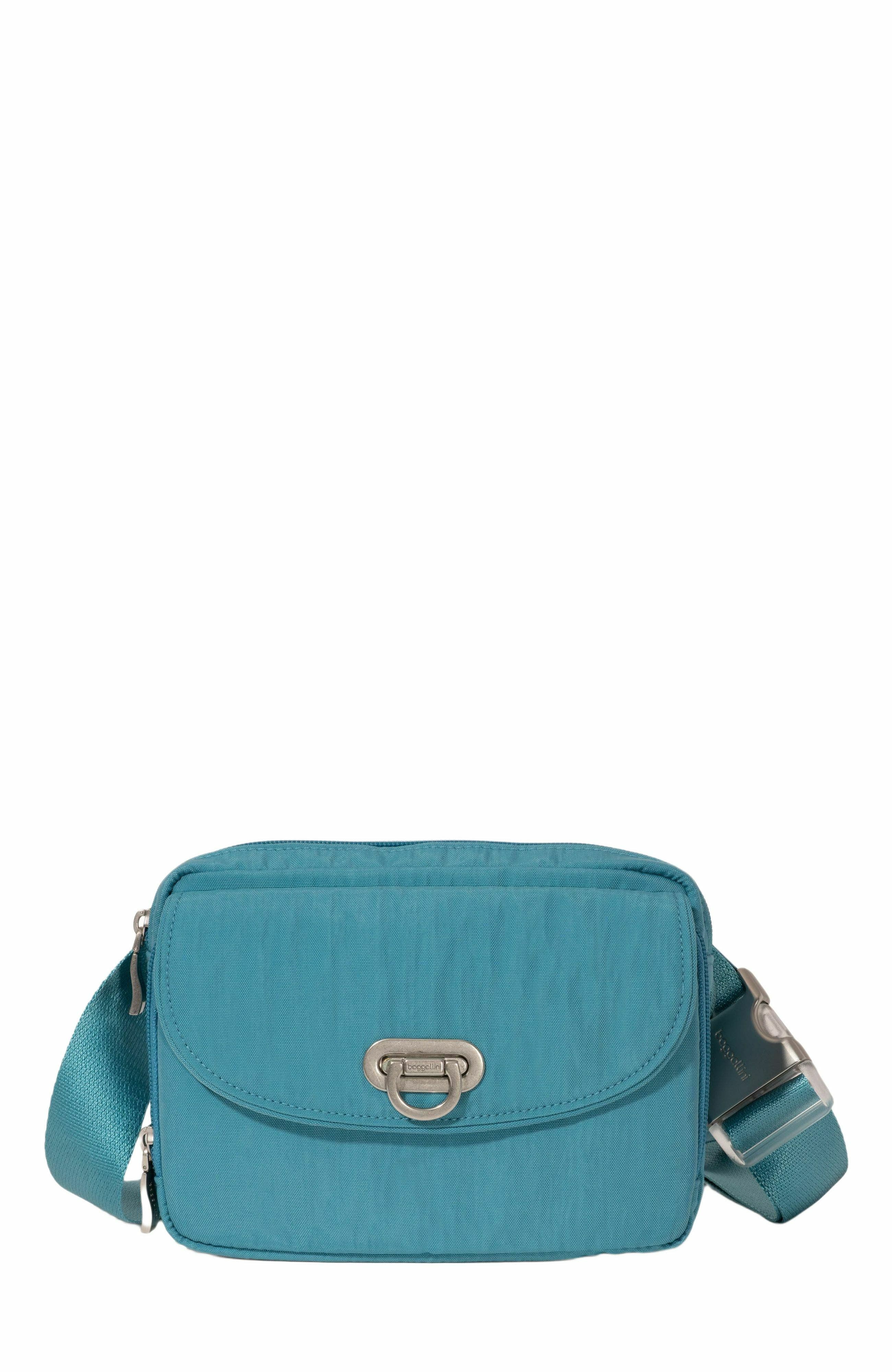BAGGALLINI Coastal Flip Lock Sling Bag, Main, color, Seaside Blue
