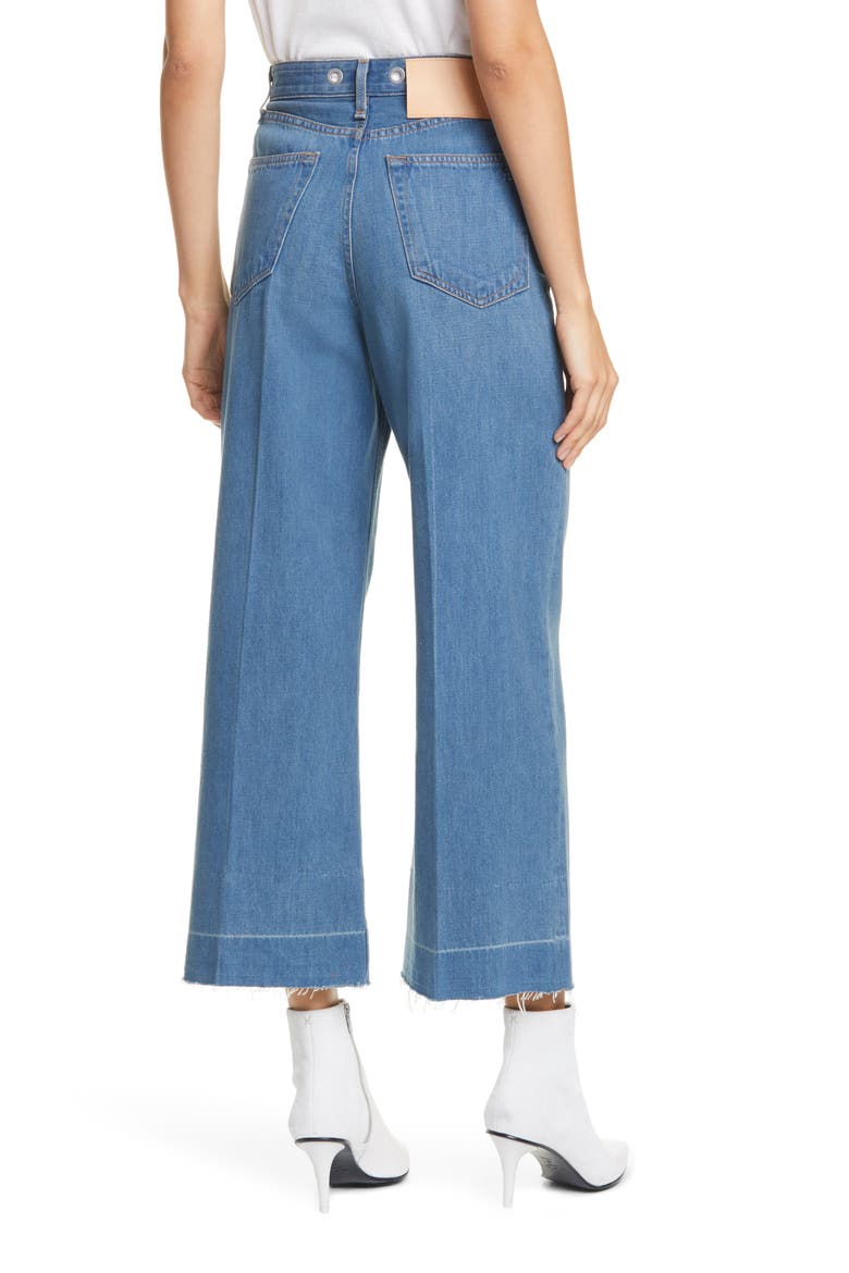 Ruth Super High Waist Raw Crop Wide Leg Jeans, Alternate, color, MAZIE