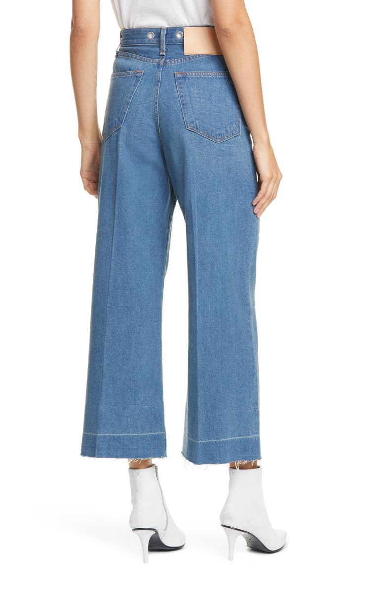 rag & bone Ruth Super High Waist Raw Crop Wide Leg Jeans, Alternate, color,