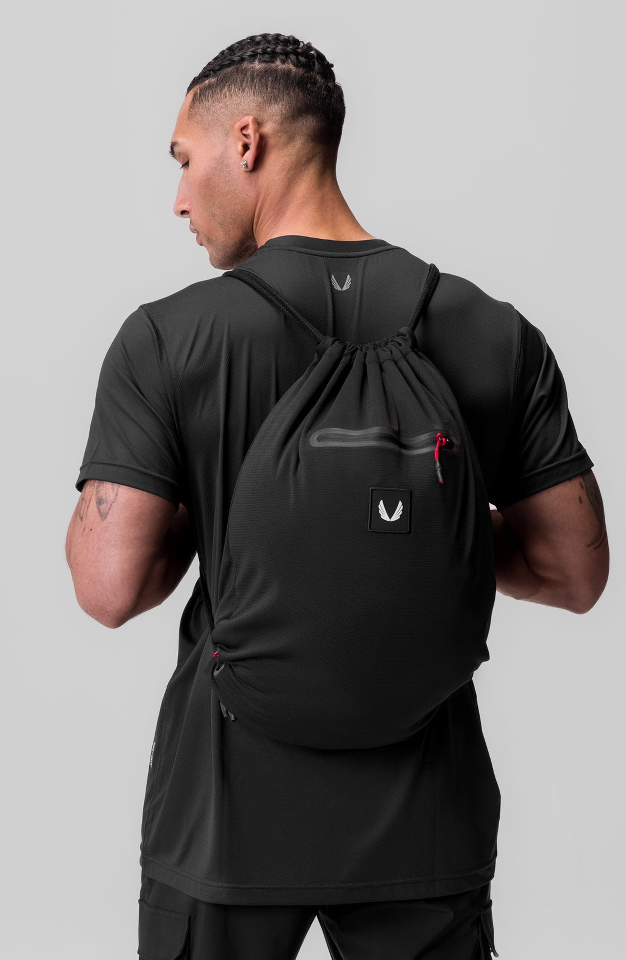 Mesh Drawstring Bag, Alternate, color, Black