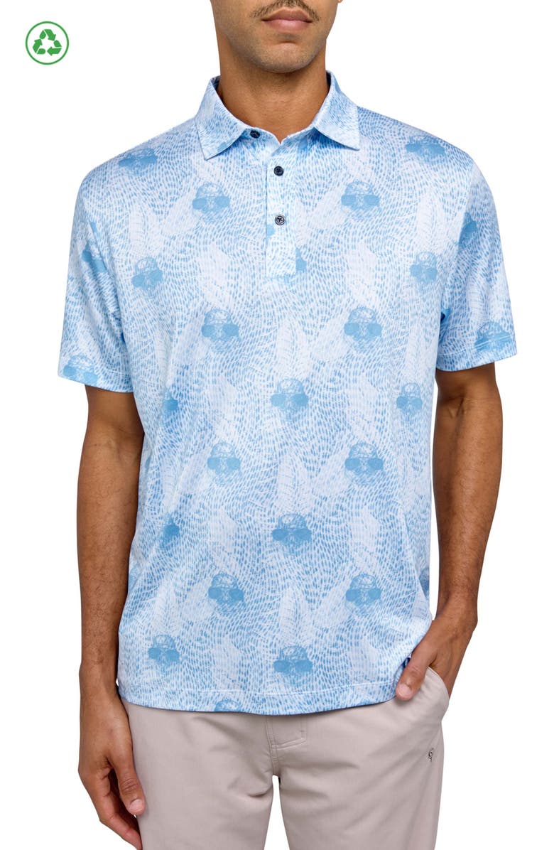 CONSTRUCT Regular Fit Seal Print Recycled Performance Golf Polo, Main, color, White/Blue