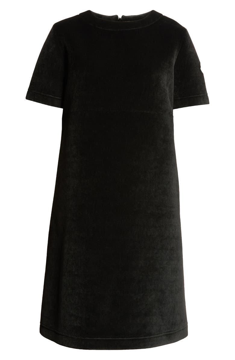 Moncler Short Sleeve Velvet Shift Dress, Alternate, color, 