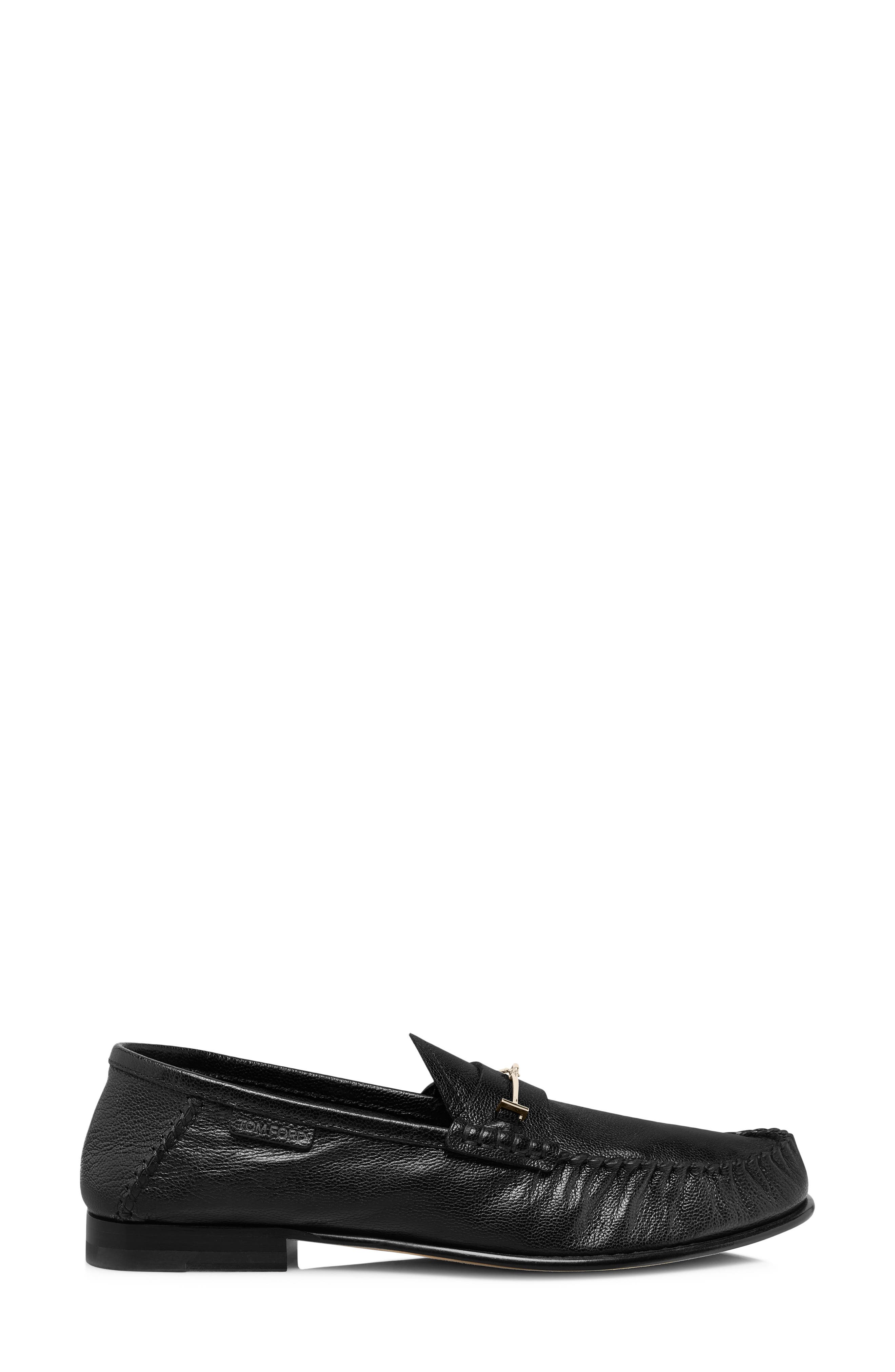 TOM FORD Ripley Bit Ruched Loafer, Alternate, color, Black