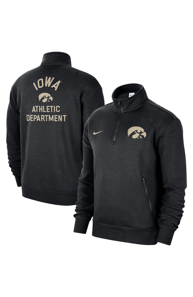 Nike Men's Nike Black Iowa Hawkeyes Campus Athletic Department Quarter-Zip Sweatshirt, Main, color, 