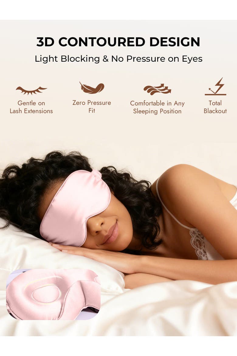 22 Momme Mulberry Silk Upgraded 3D Adjustable Eye Mask, Alternate, color, Pink
