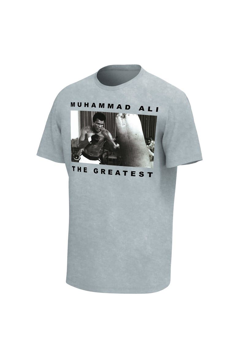 Men's Gray Muhammad Ali Fighting Photo Washed T-Shirt, Alternate, color, Gray