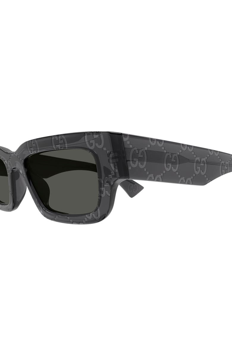 Gucci 52mm Rectangular Sunglasses, Alternate, color, Grey