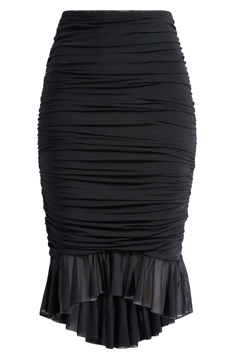 AFRM Ronica Ruched Mesh High-Low Skirt, Alternate, color,