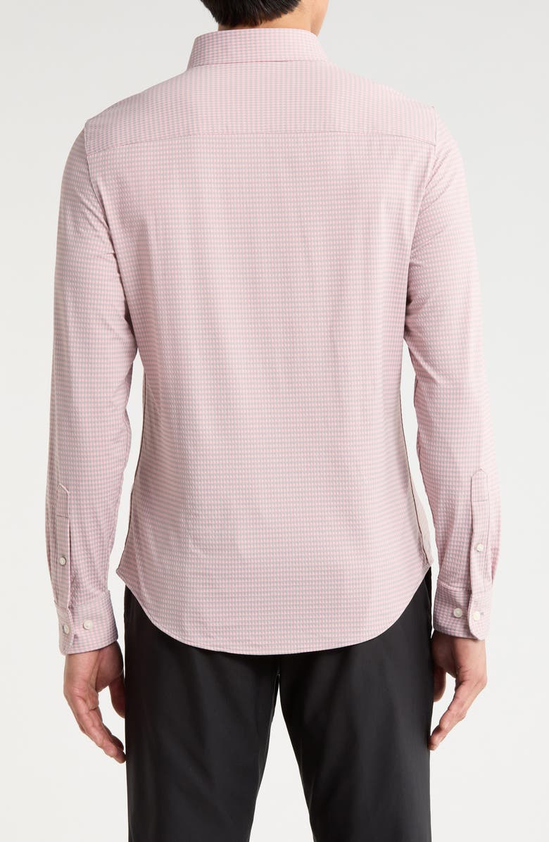 Rhone Commuter Slim Fit Gingham Check Performance Button-Up Shirt, Alternate, color, Pink/ Sleet Gray Gingham
