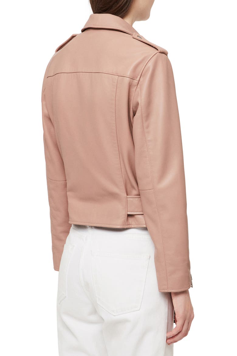 Balfern Lambskin Leather Biker Jacket, Alternate, color, BLUSH PINK