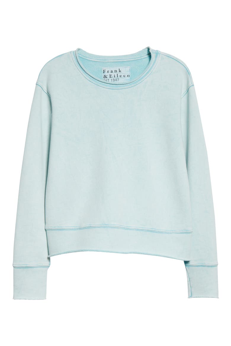 Boyfriend Cotton Sweatshirt, Alternate, color, SEA FOAM STAIN