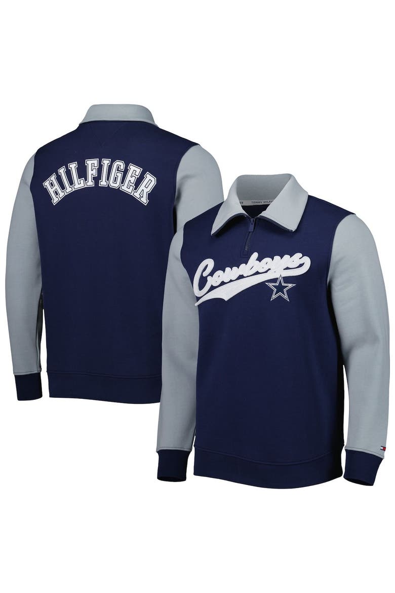 Men's Tommy Hilfiger Navy/Silver Dallas Cowboys Aiden Quarter-Zip Sweatshirt, Main, color, Navy