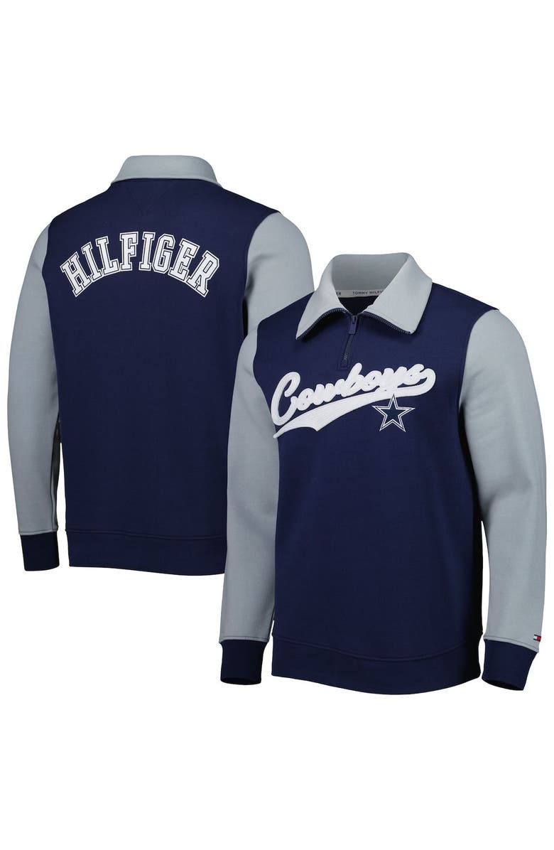 Tommy Hilfiger Men's Tommy Hilfiger Navy/Silver Dallas Cowboys Aiden Quarter-Zip Sweatshirt, Main, color, Navy