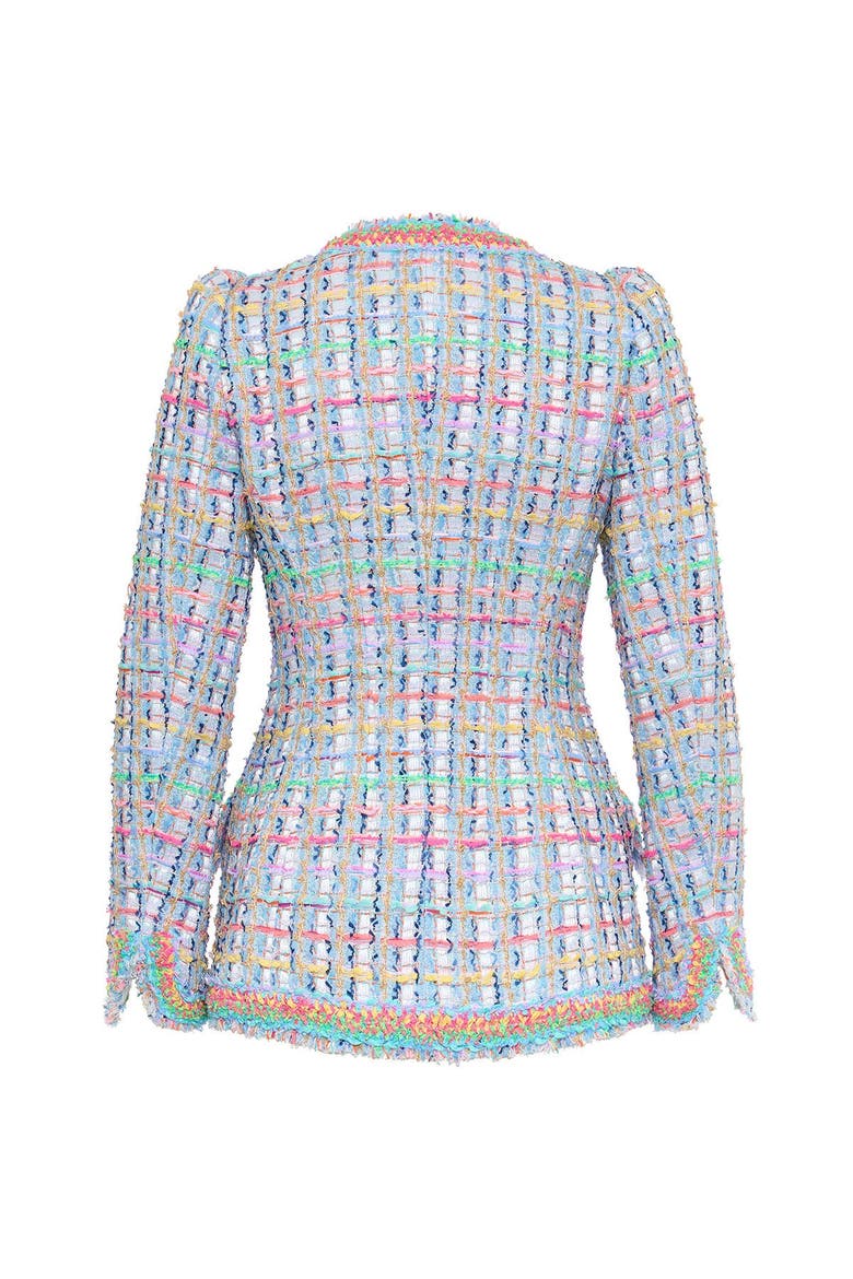Tweed Jacket With Border, Alternate, color, Bleu Multicolour
