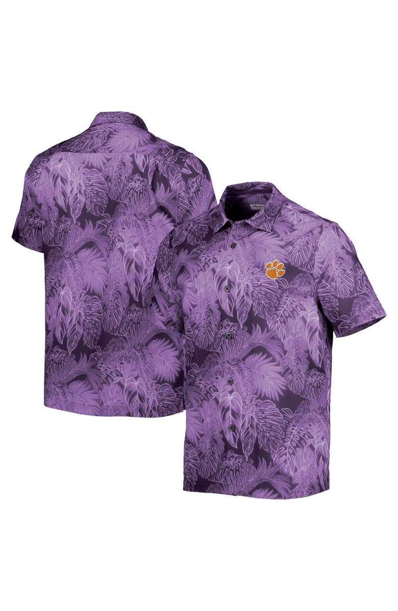 Tommy Bahama Men's Tommy Bahama Purple Clemson Tigers Coast Luminescent Fronds Camp Button-Up Shirt, Main, color, 