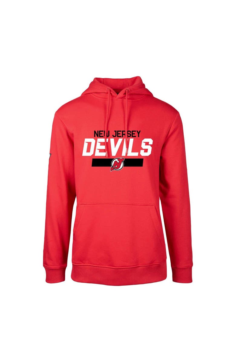 LEVELWEAR Men's Levelwear Jack Hughes Red New Jersey Devils Podium Name & Number Pullover Hoodie, Alternate, color, Red