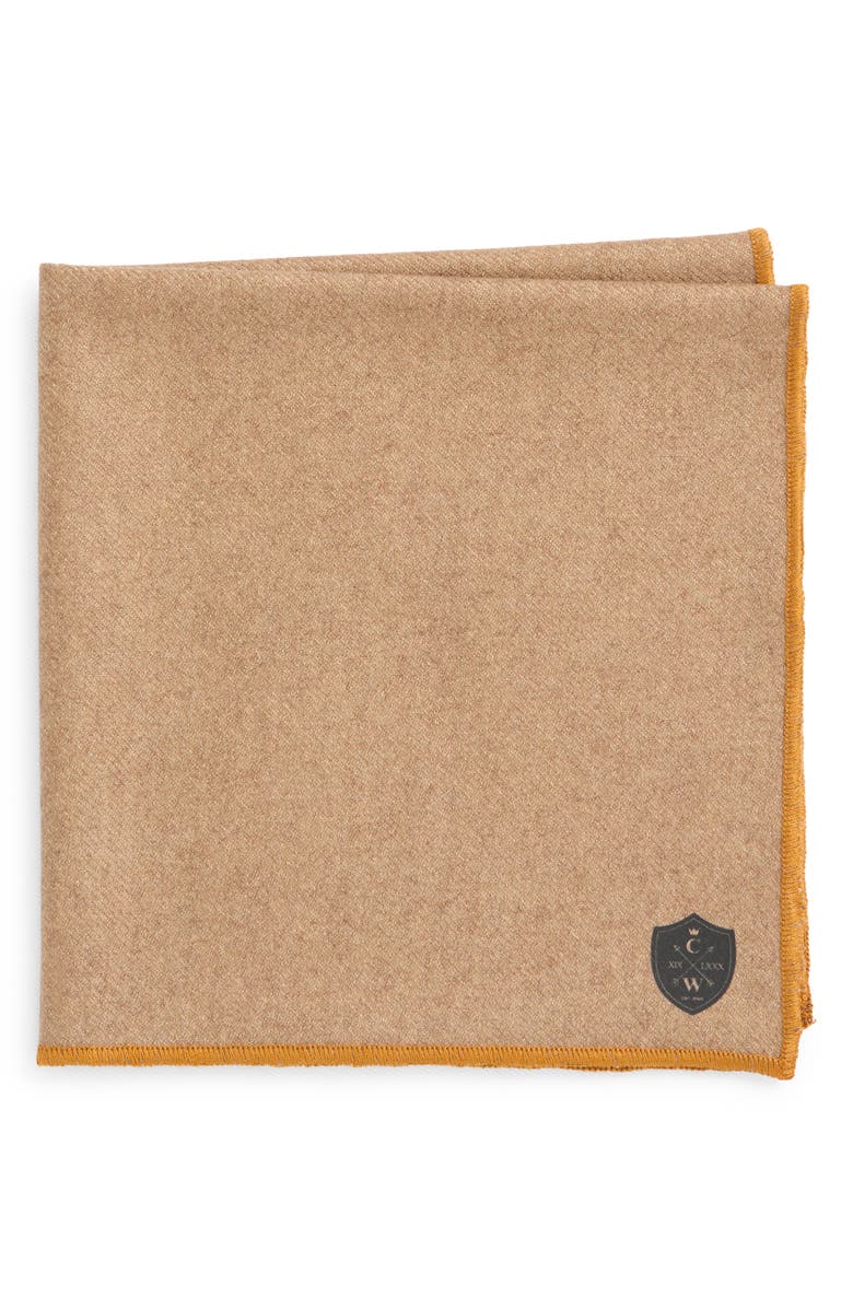 CLIFTON WILSON Cashmere Pocket Square, Main, color, Tan