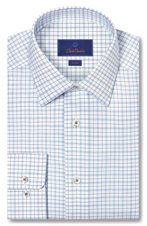 Trim Fit Dobby Check Cotton Dress Shirt