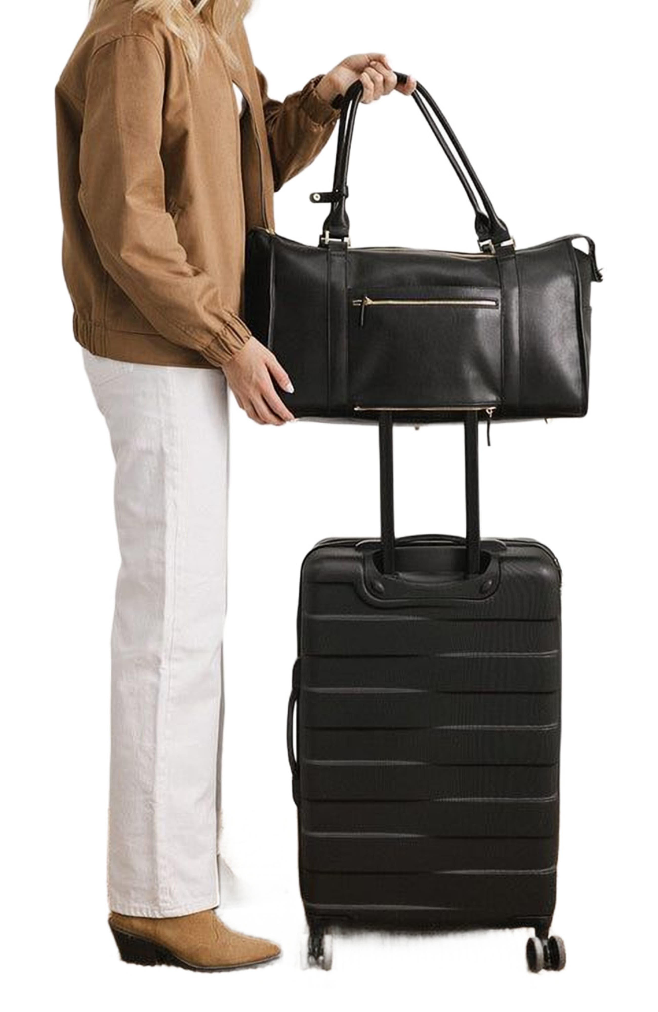 Gigi Pip Atlas Vegan Leather Weekender Bag, Alternate, color, Black