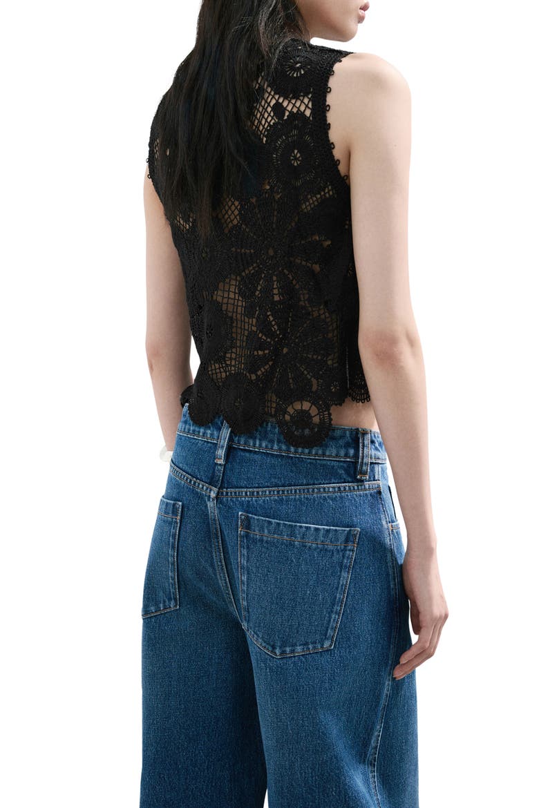 Open Stitch Tank, Alternate, color, BLACK