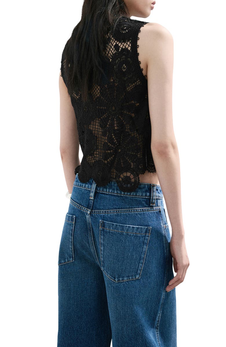 MANGO Open Stitch Tank, Alternate, color, Black