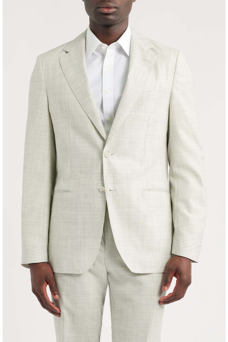 Huge Slim Fit Tan & Grey Microcheck Virgin Wool Suit, Alternate, color, OPEN GREY