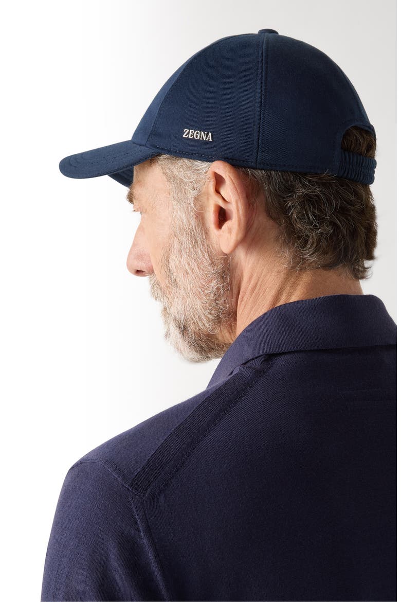 Light Taupe Cotton Baseball Cap, Alternate, color, DARK INDIGO BLUE