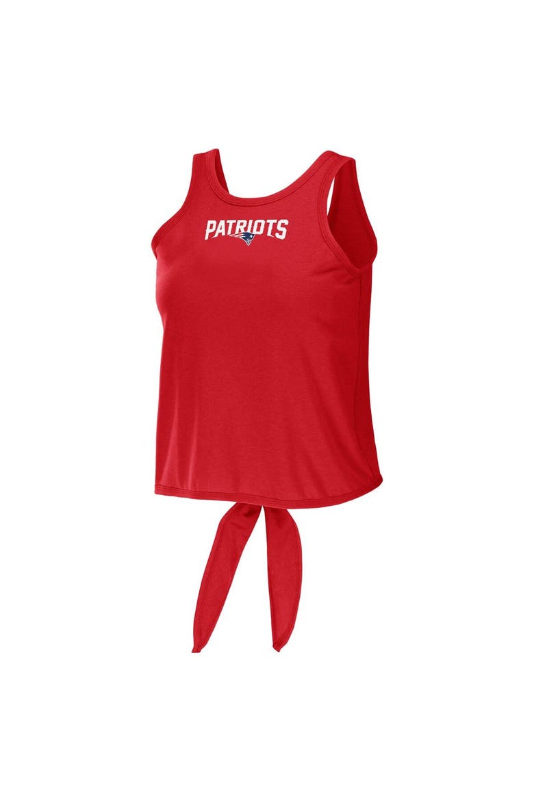 Women's WEAR by Erin Andrews Red New England Patriots Open Back Twist Tie Tank Top, Alternate, color, Red